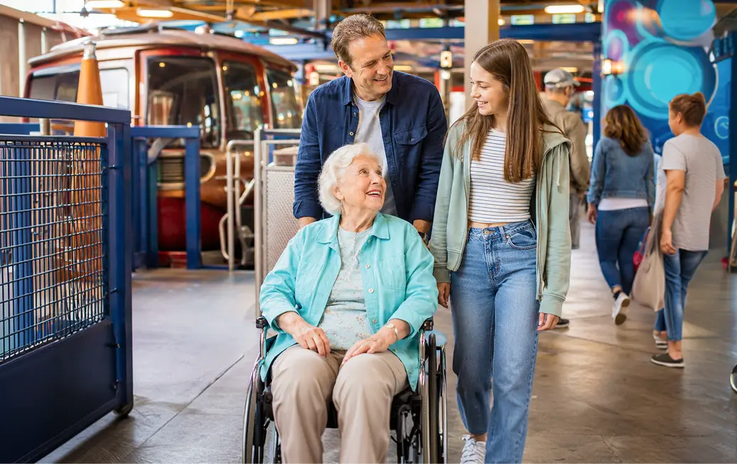 Cloud of goods wheelchair rental customer at orlando theme park