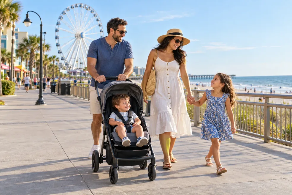 Family stroll by Myrtle Beach SkyWheel