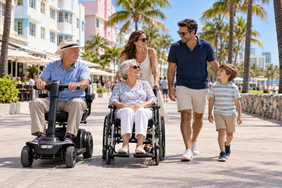 Multigenerational stroll on Miami's South Beach
