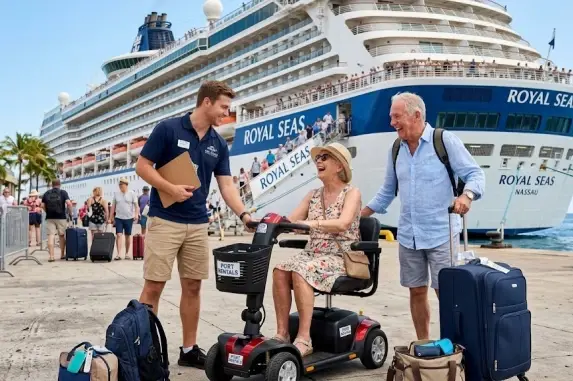 Mobility scooter rental delivery at cruise port for easy boarding and travel