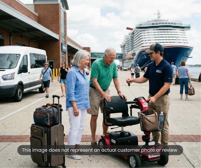 Customer using Scooter de mobilidade para serviço pesado