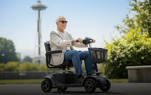 man in scooter in seattle
