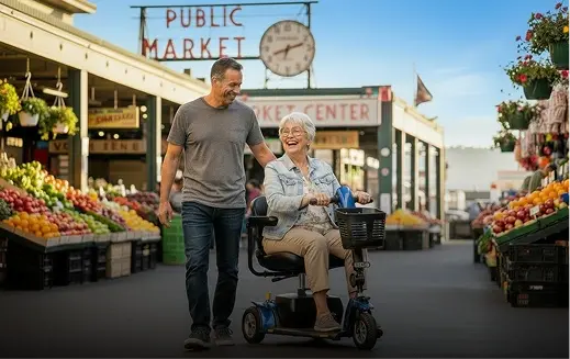 women in scooter seattle