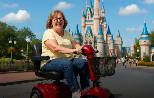 Cloud of Goods happy customer rented mobility scooter at disney