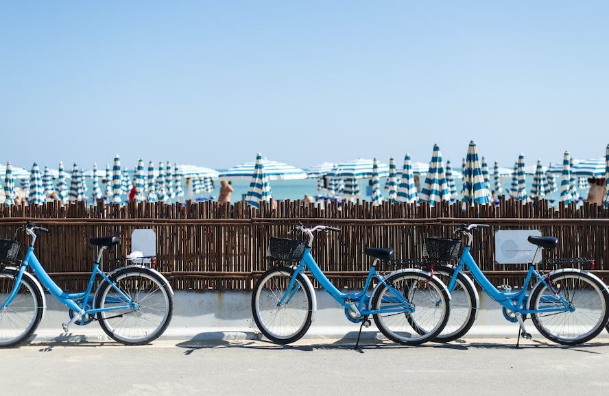 rental bikes near a road - Cloud of Goods