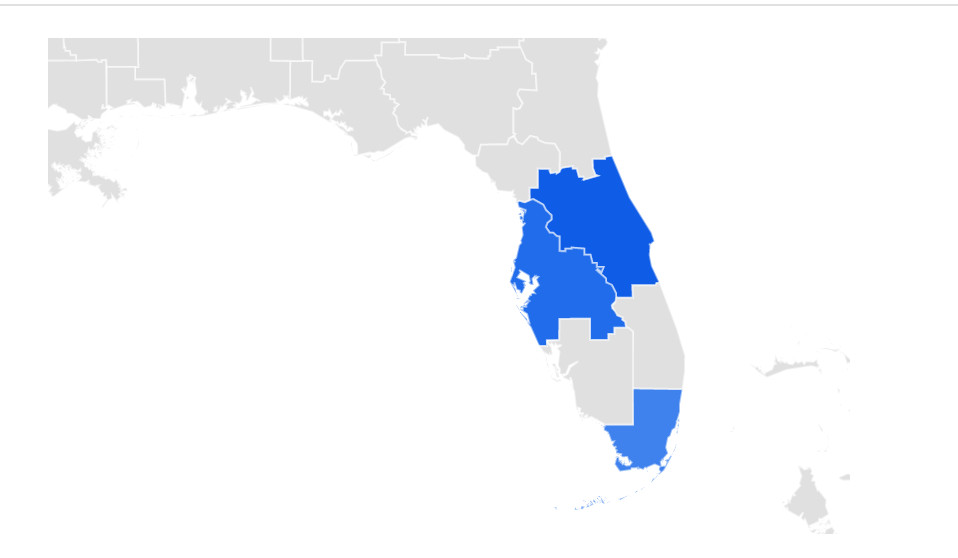 Stroller rental demand visualized on Florida map 