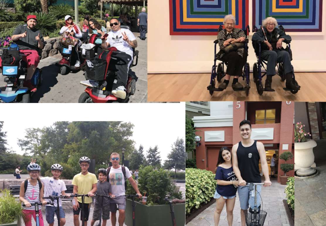 Happy travelers who rented scooters and wheelchairs from Cloud of Goods