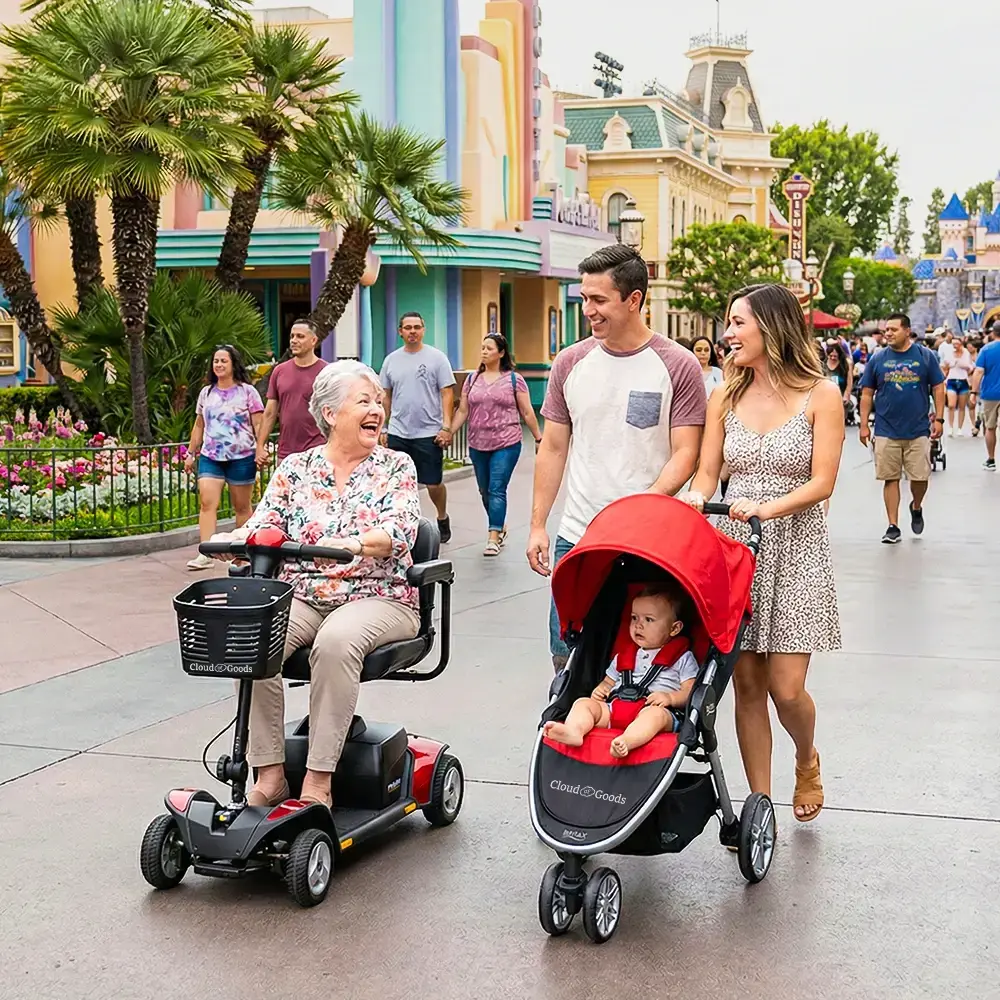 Customer using Cloud of Goods mobility scooter