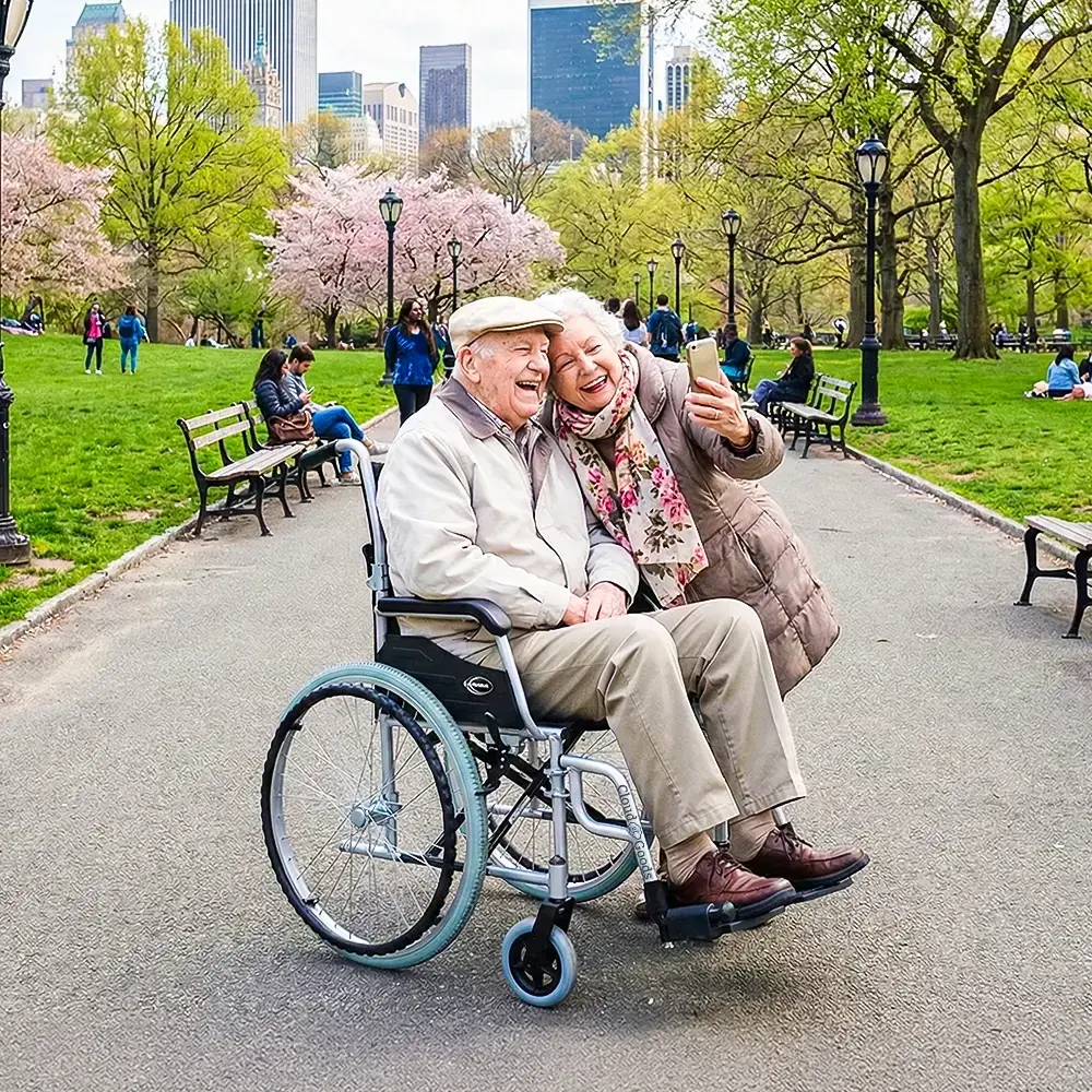 Customer using Cloud of Goods mobility scooter