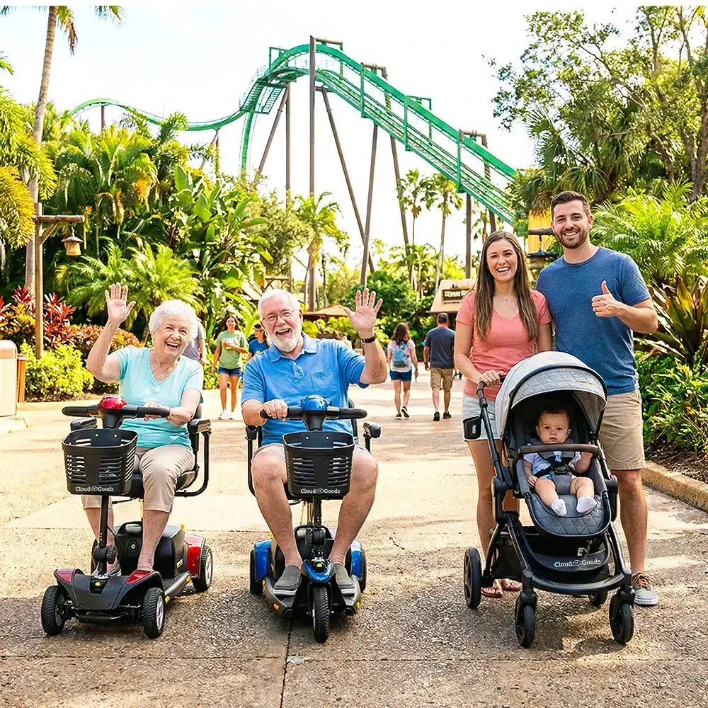 Customer using Cloud of Goods mobility scooter