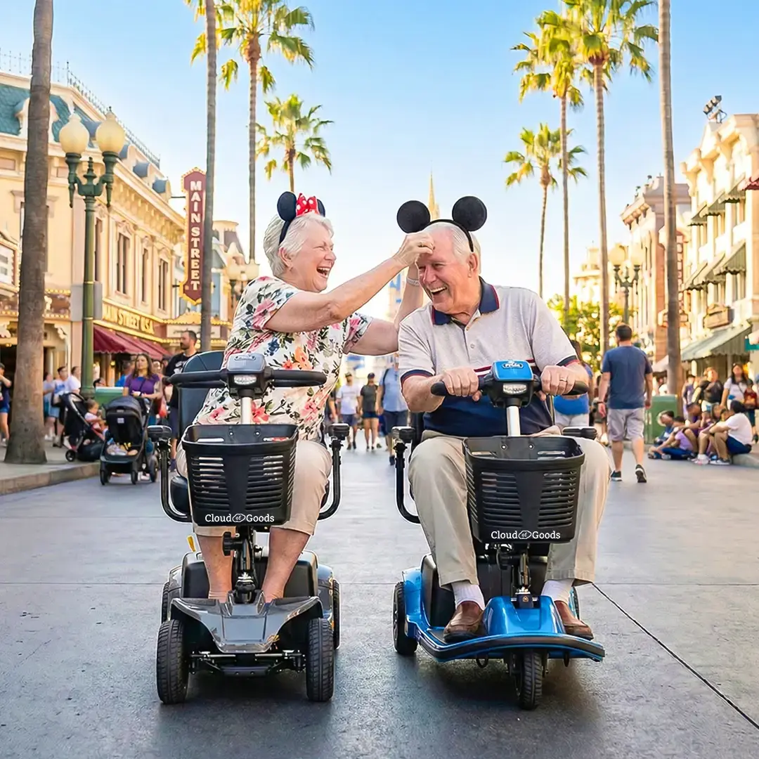 Customer using Cloud of Goods mobility scooter