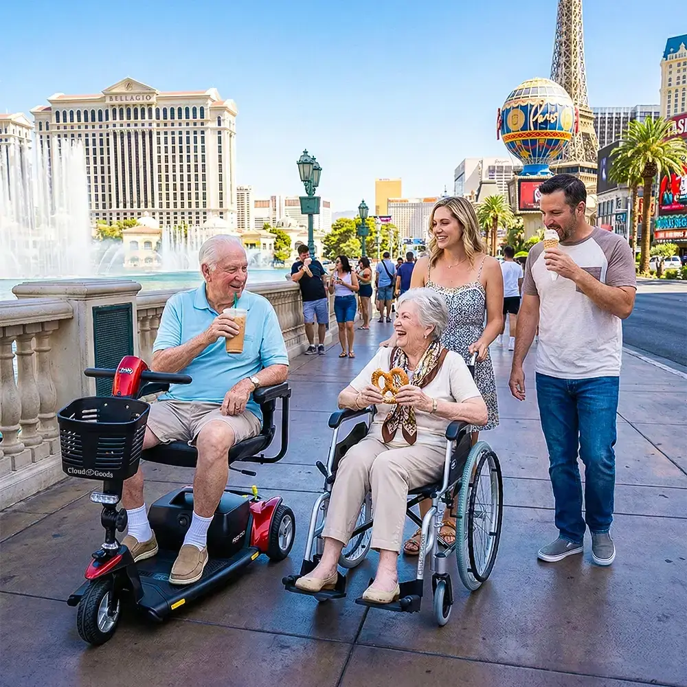 Customer using Cloud of Goods mobility scooter