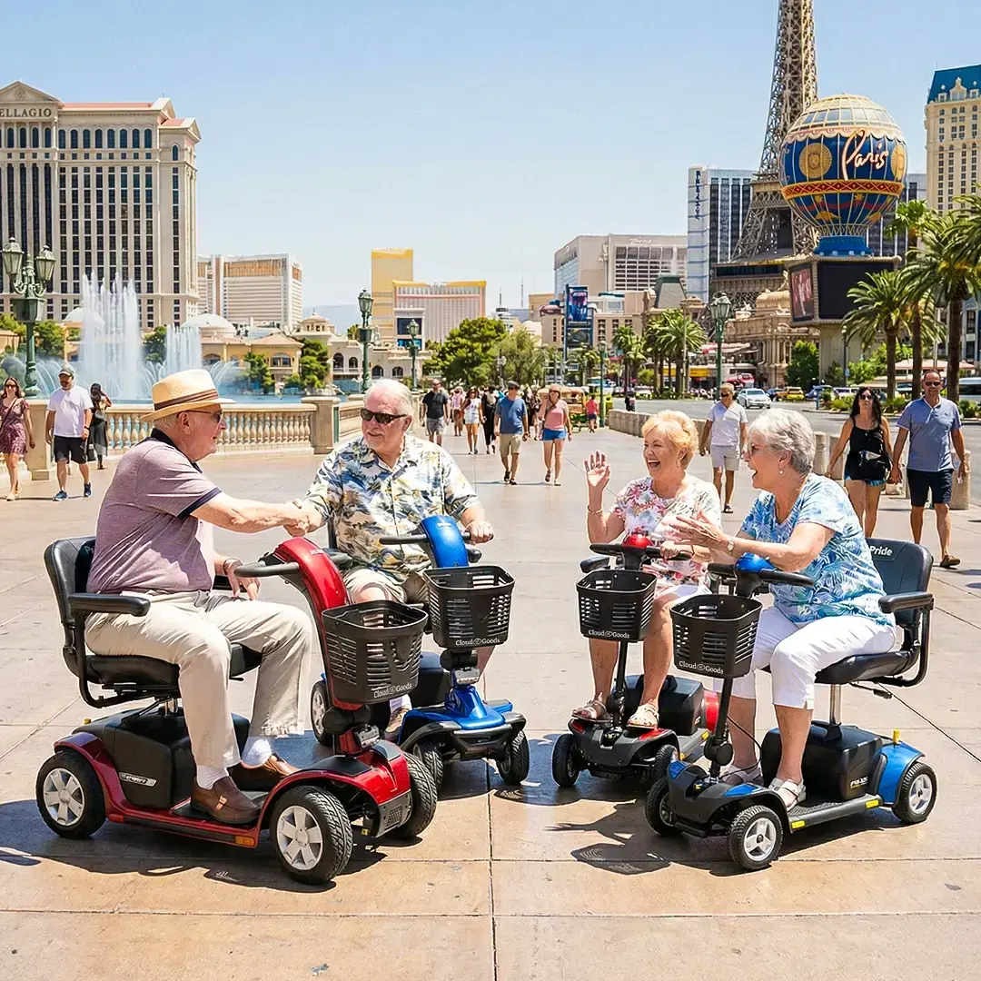 Customer using Cloud of Goods mobility scooter